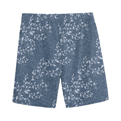 Ivy Flower Denim Jeans Pattern Print Men's Sports Shorts