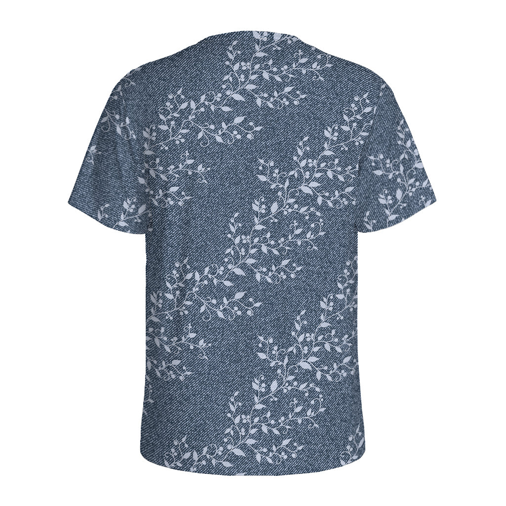 Ivy Flower Denim Jeans Pattern Print Men's Sports T-Shirt