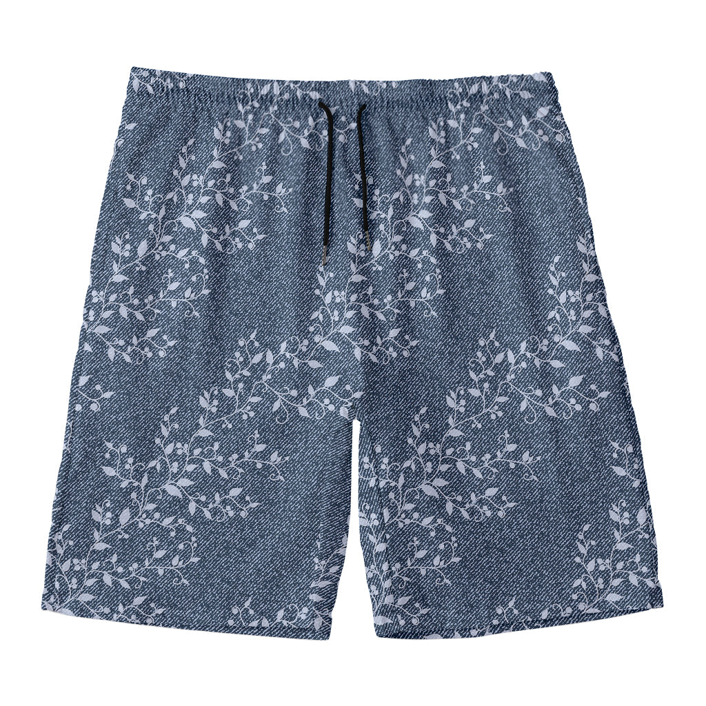Ivy Flower Denim Jeans Pattern Print Men's Swim Trunks
