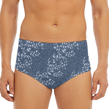 Ivy Flower Denim Jeans Pattern Print Men's Triangle Swim Briefs
