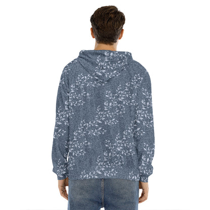 Ivy Flower Denim Jeans Pattern Print Men's Velvet Pullover Hoodie