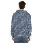 Ivy Flower Denim Jeans Pattern Print Men's Velvet Pullover Hoodie