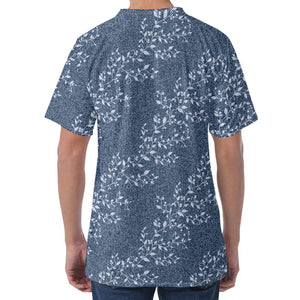 Ivy Flower Denim Jeans Pattern Print Men's Velvet T-Shirt