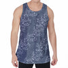 Ivy Flower Denim Jeans Pattern Print Men's Velvet Tank Top