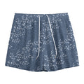 Ivy Flower Denim Jeans Pattern Print Mesh Shorts