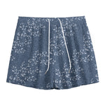 Ivy Flower Denim Jeans Pattern Print Mesh Shorts