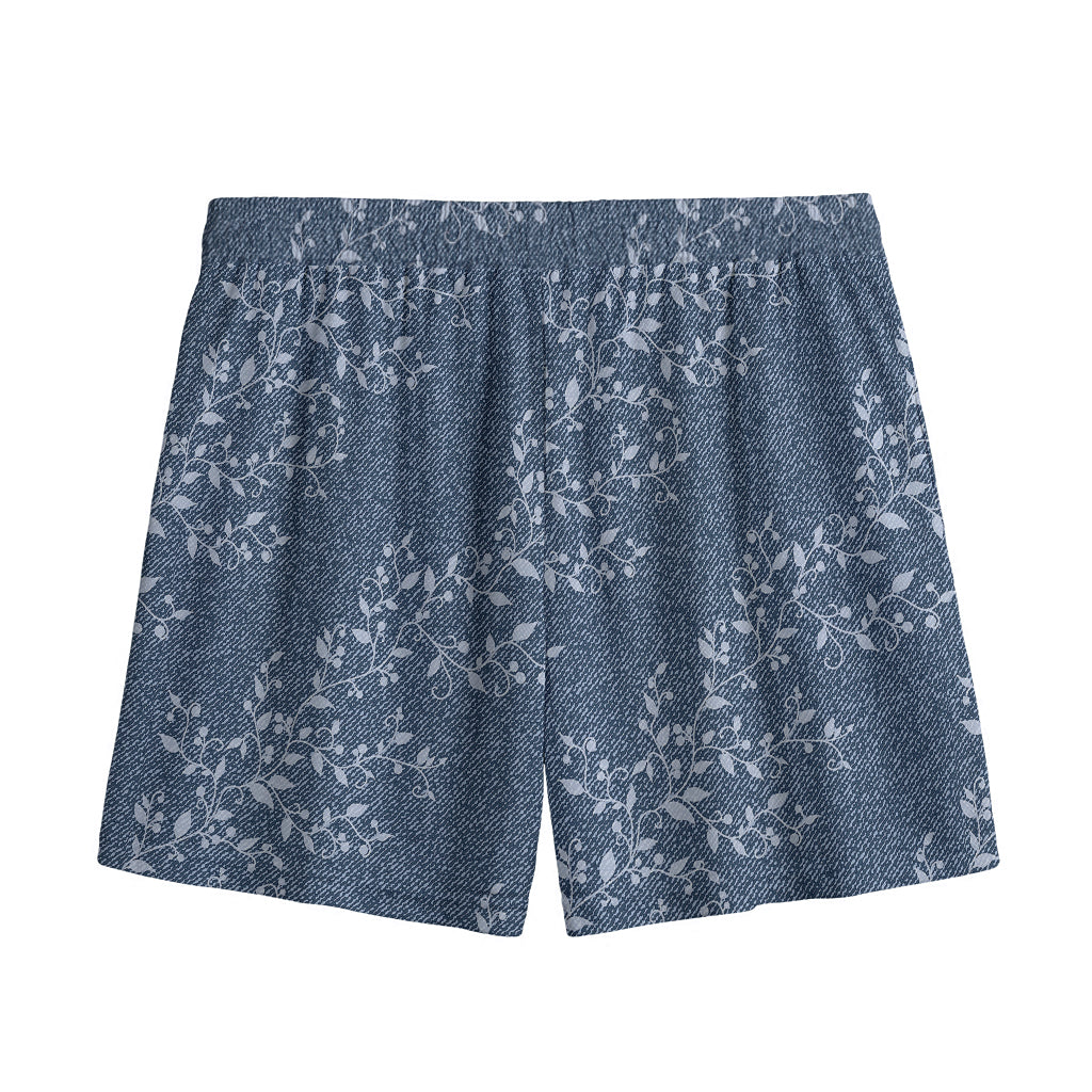 Ivy Flower Denim Jeans Pattern Print Mesh Shorts