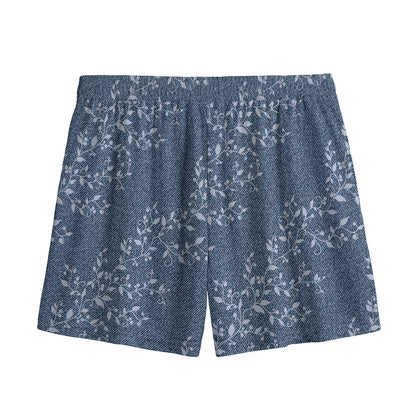 Ivy Flower Denim Jeans Pattern Print Mesh Shorts