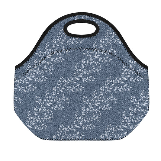 Ivy Flower Denim Jeans Pattern Print Neoprene Lunch Bag