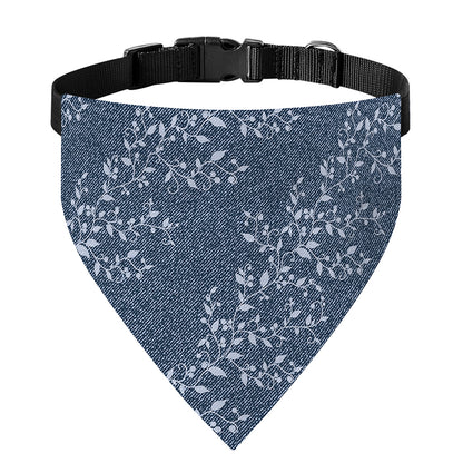 Ivy Flower Denim Jeans Pattern Print Over The Collar Dog Bandana