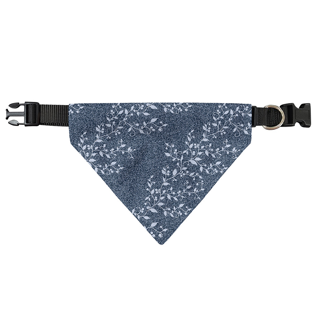 Ivy Flower Denim Jeans Pattern Print Over The Collar Dog Bandana