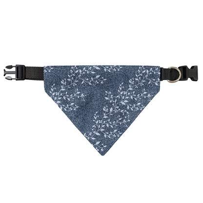 Ivy Flower Denim Jeans Pattern Print Over The Collar Dog Bandana