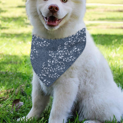 Ivy Flower Denim Jeans Pattern Print Over The Collar Dog Bandana