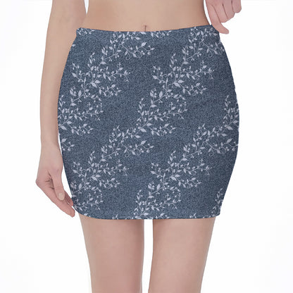 Ivy Flower Denim Jeans Pattern Print Pencil Mini Skirt