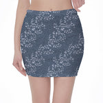 Ivy Flower Denim Jeans Pattern Print Pencil Mini Skirt