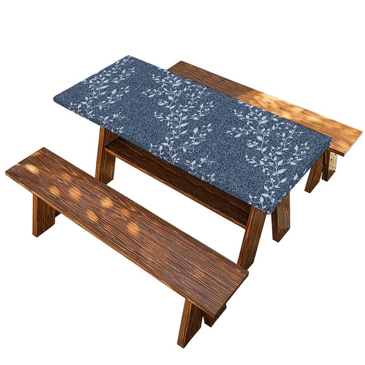 Ivy Flower Denim Jeans Pattern Print Picnic Table Cover