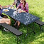 Ivy Flower Denim Jeans Pattern Print Picnic Table Cover