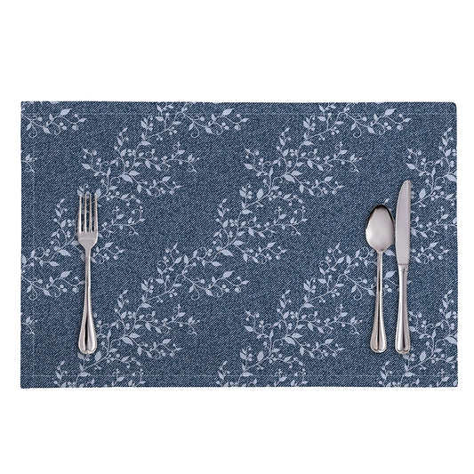 Ivy Flower Denim Jeans Pattern Print Placemat