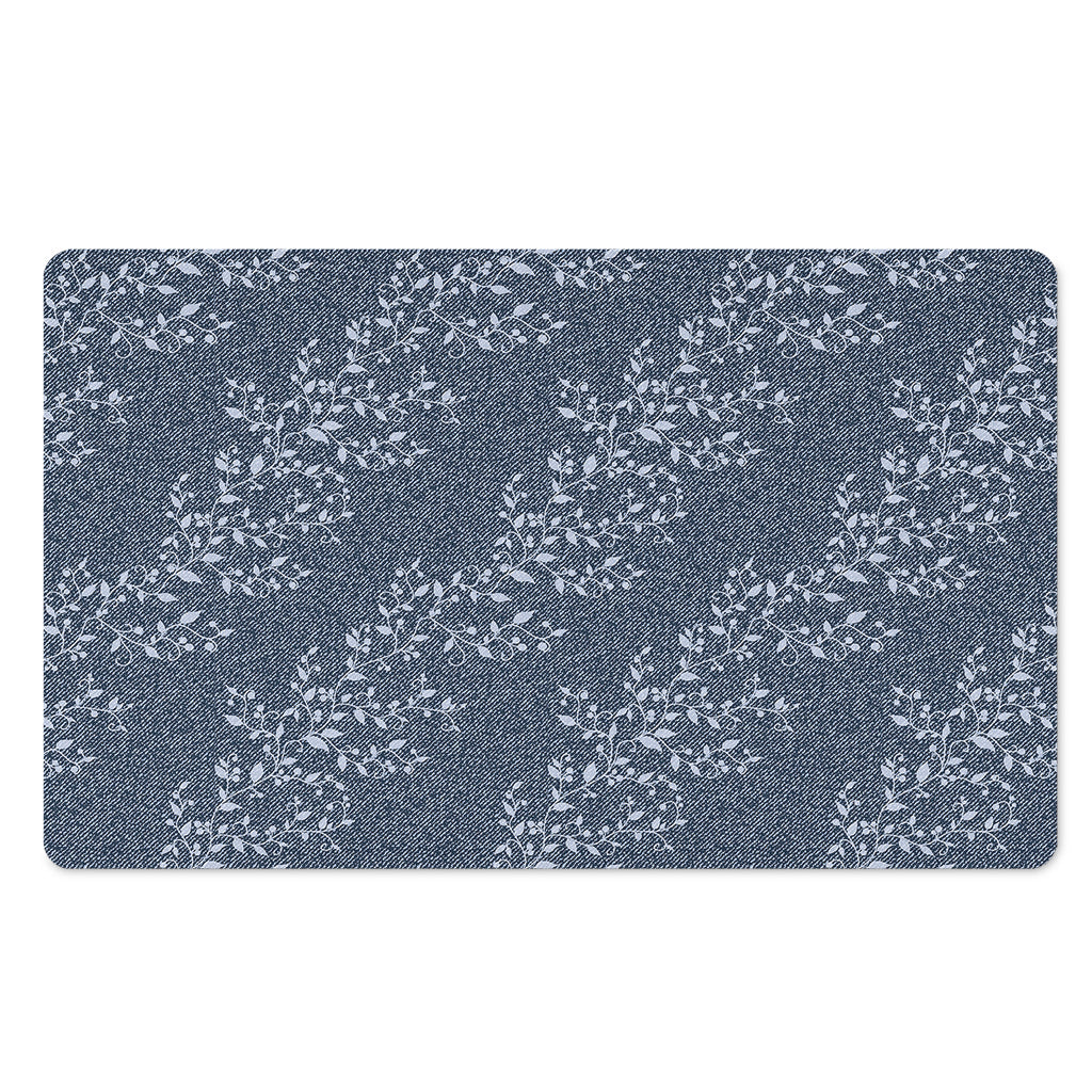Ivy Flower Denim Jeans Pattern Print Polyester Doormat