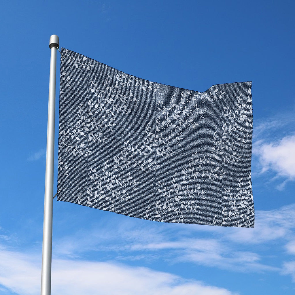 Ivy Flower Denim Jeans Pattern Print Polyester Flag