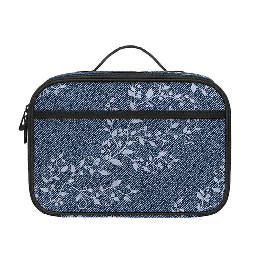 Ivy Flower Denim Jeans Pattern Print Portable Lunch Bag
