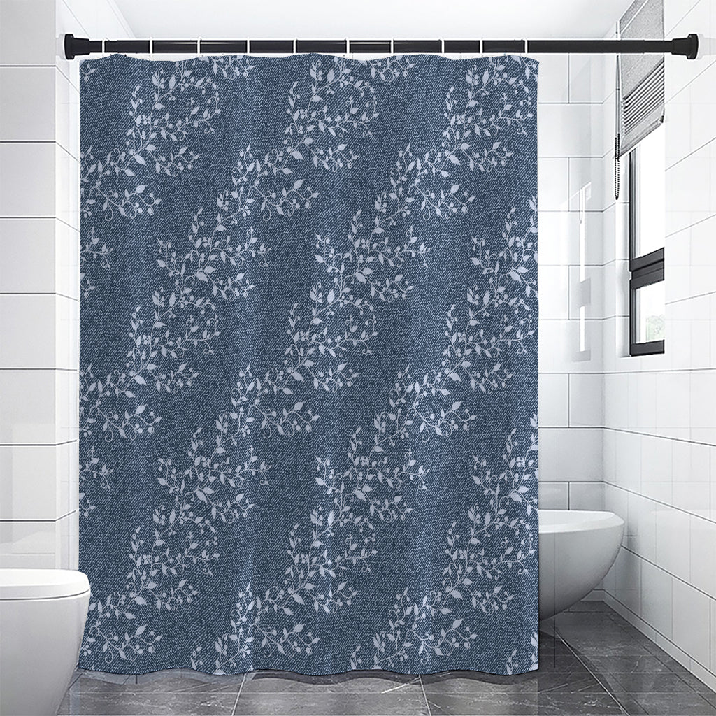 Ivy Flower Denim Jeans Pattern Print Premium Shower Curtain