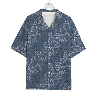 Ivy Flower Denim Jeans Pattern Print Rayon Hawaiian Shirt