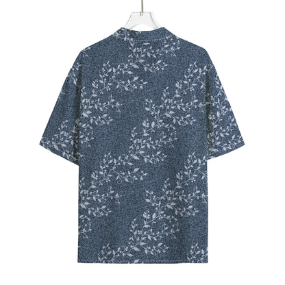Ivy Flower Denim Jeans Pattern Print Rayon Hawaiian Shirt
