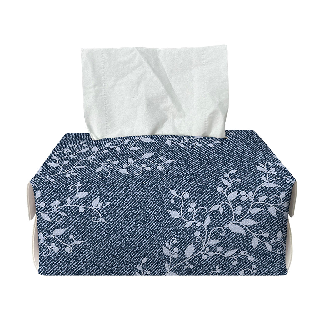 Ivy Flower Denim Jeans Pattern Print Rectangle Tissue Box Cover