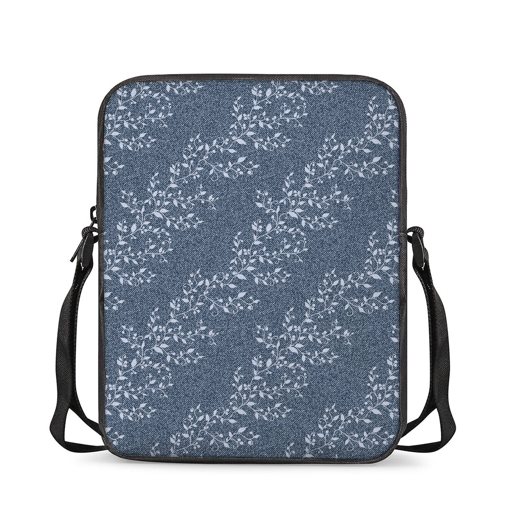 Ivy Flower Denim Jeans Pattern Print Rectangular Crossbody Bag