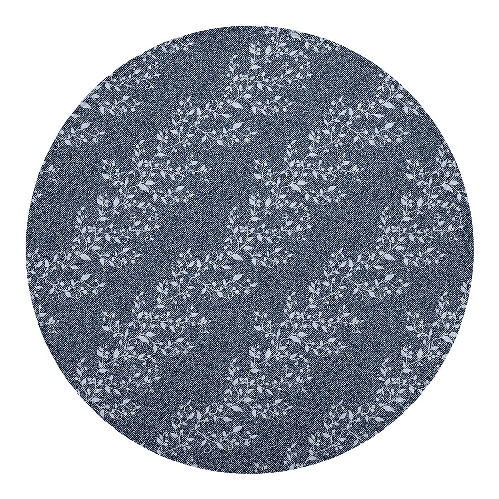 Ivy Flower Denim Jeans Pattern Print Round Blanket