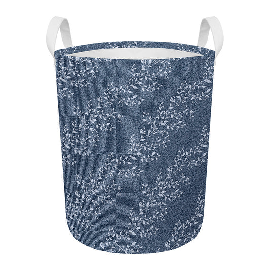 Ivy Flower Denim Jeans Pattern Print Round Laundry Basket