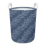 Ivy Flower Denim Jeans Pattern Print Round Laundry Basket