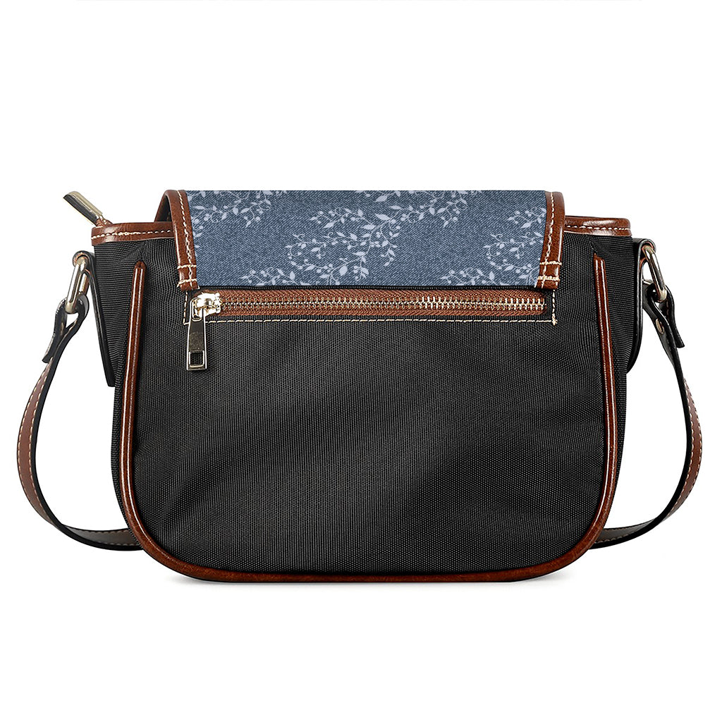 Ivy Flower Denim Jeans Pattern Print Saddle Bag