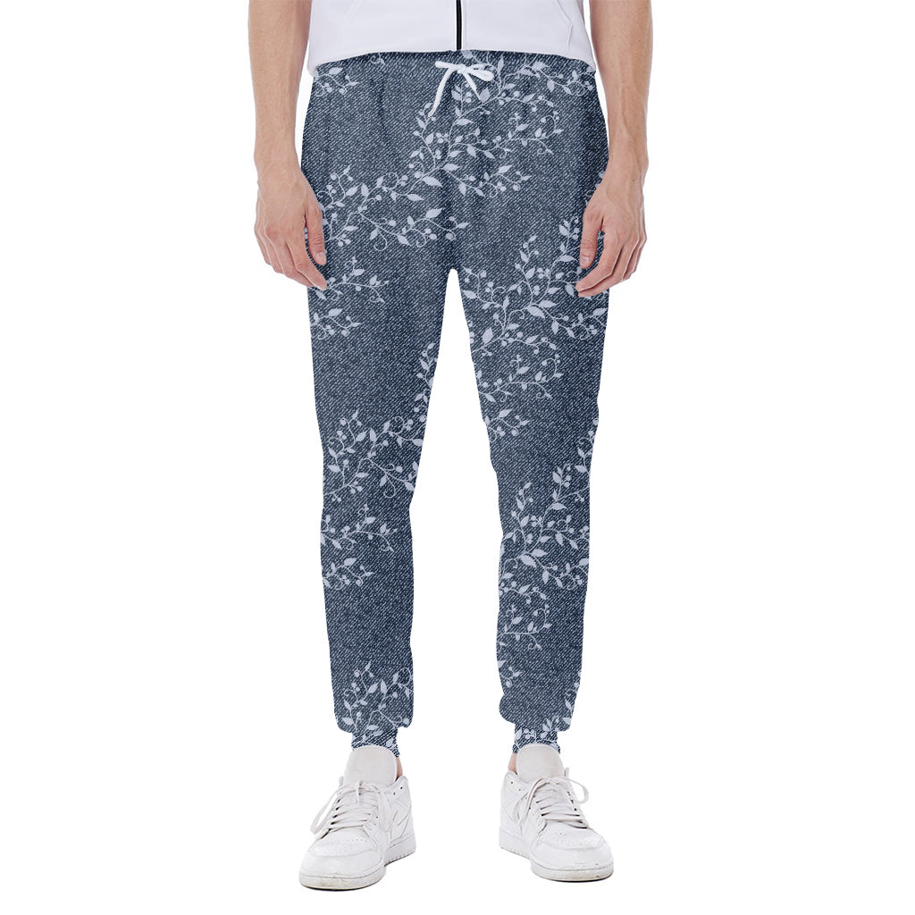 Ivy Flower Denim Jeans Pattern Print Scuba Joggers