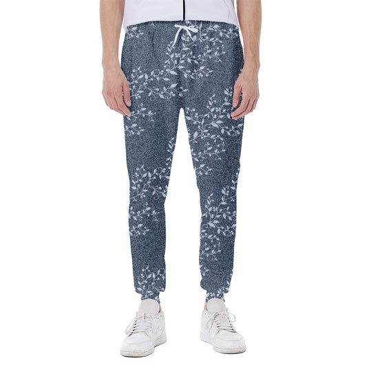 Ivy Flower Denim Jeans Pattern Print Scuba Joggers