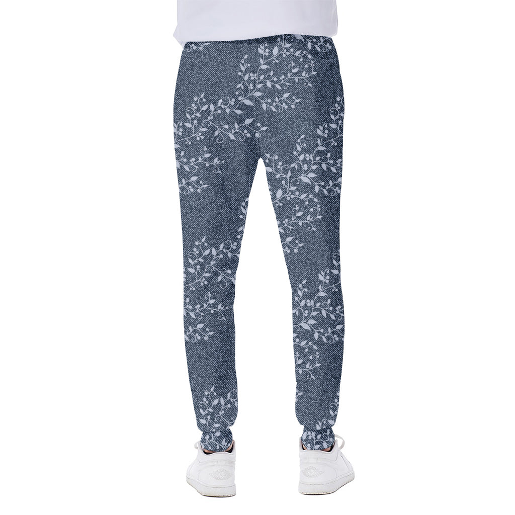 Ivy Flower Denim Jeans Pattern Print Scuba Joggers