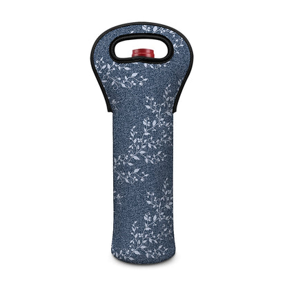 Ivy Flower Denim Jeans Pattern Print Single Neoprene Wine Tote
