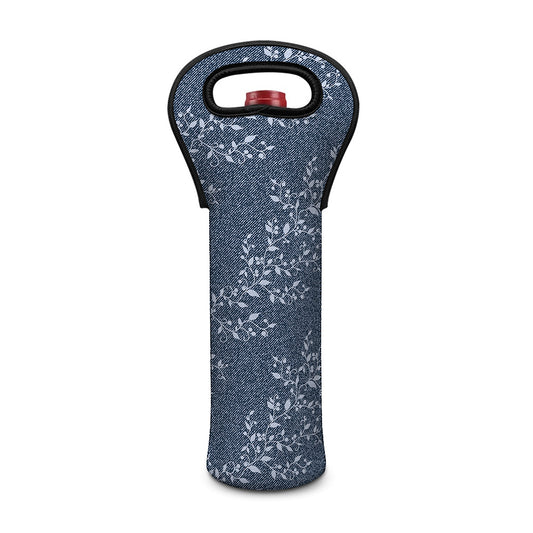 Ivy Flower Denim Jeans Pattern Print Single Neoprene Wine Tote