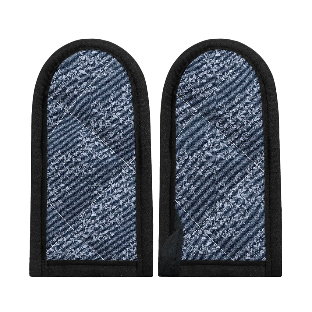 Ivy Flower Denim Jeans Pattern Print Skillet Handle Cover