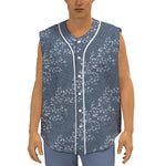 Ivy Flower Denim Jeans Pattern Print Sleeveless Baseball Jersey