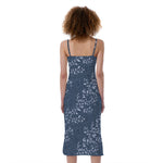 Ivy Flower Denim Jeans Pattern Print Slim Fit Midi Cami Dress