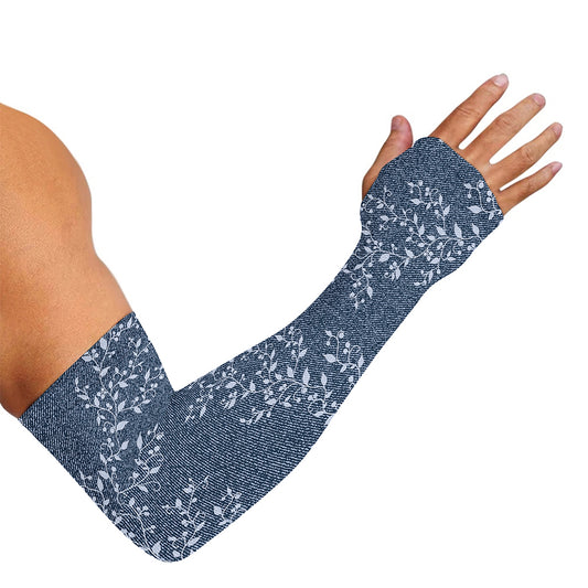 Ivy Flower Denim Jeans Pattern Print Sun Protection Arm Sleeves
