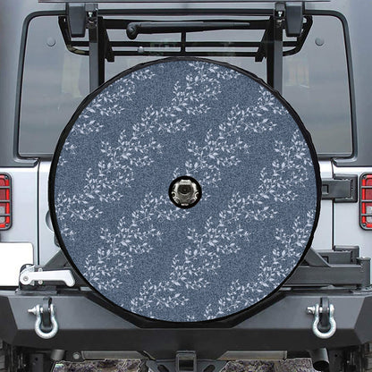 Ivy Flower Denim Jeans Pattern Print Tire Cover With Camera Hole