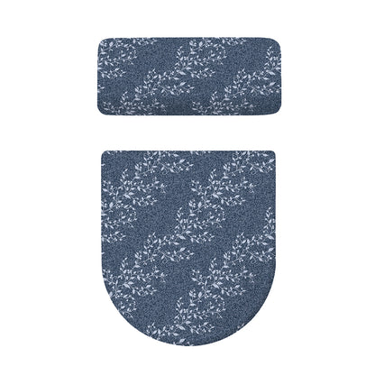 Ivy Flower Denim Jeans Pattern Print Toilet Lid And Tank Cover Set