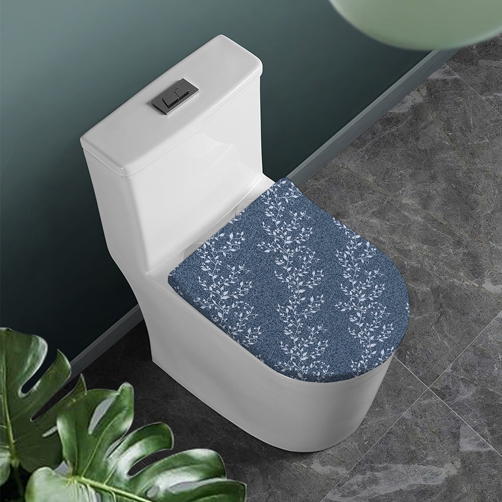 Ivy Flower Denim Jeans Pattern Print Toilet Lid Cover