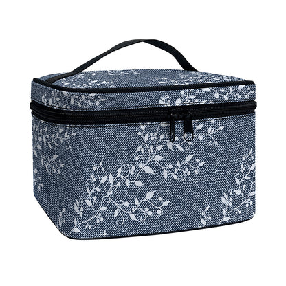 Ivy Flower Denim Jeans Pattern Print Travel Makeup Bag