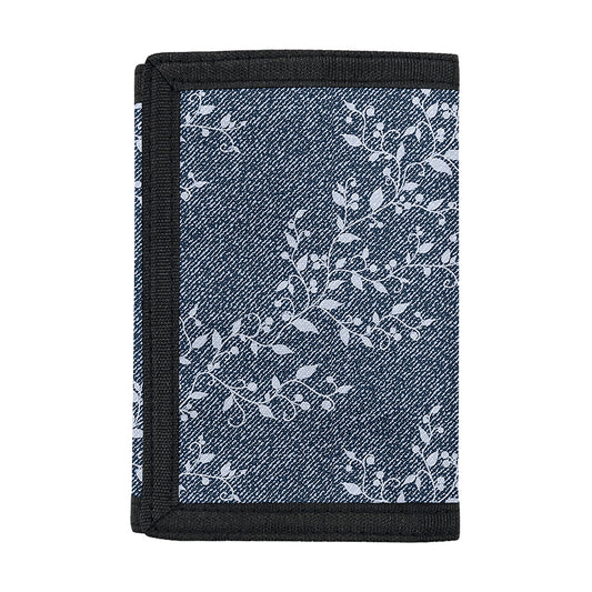 Ivy Flower Denim Jeans Pattern Print Trifold Wallet