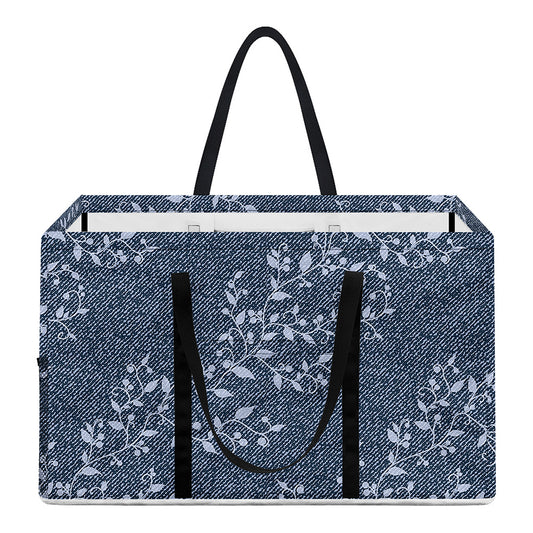 Ivy Flower Denim Jeans Pattern Print Utility Tote Bag