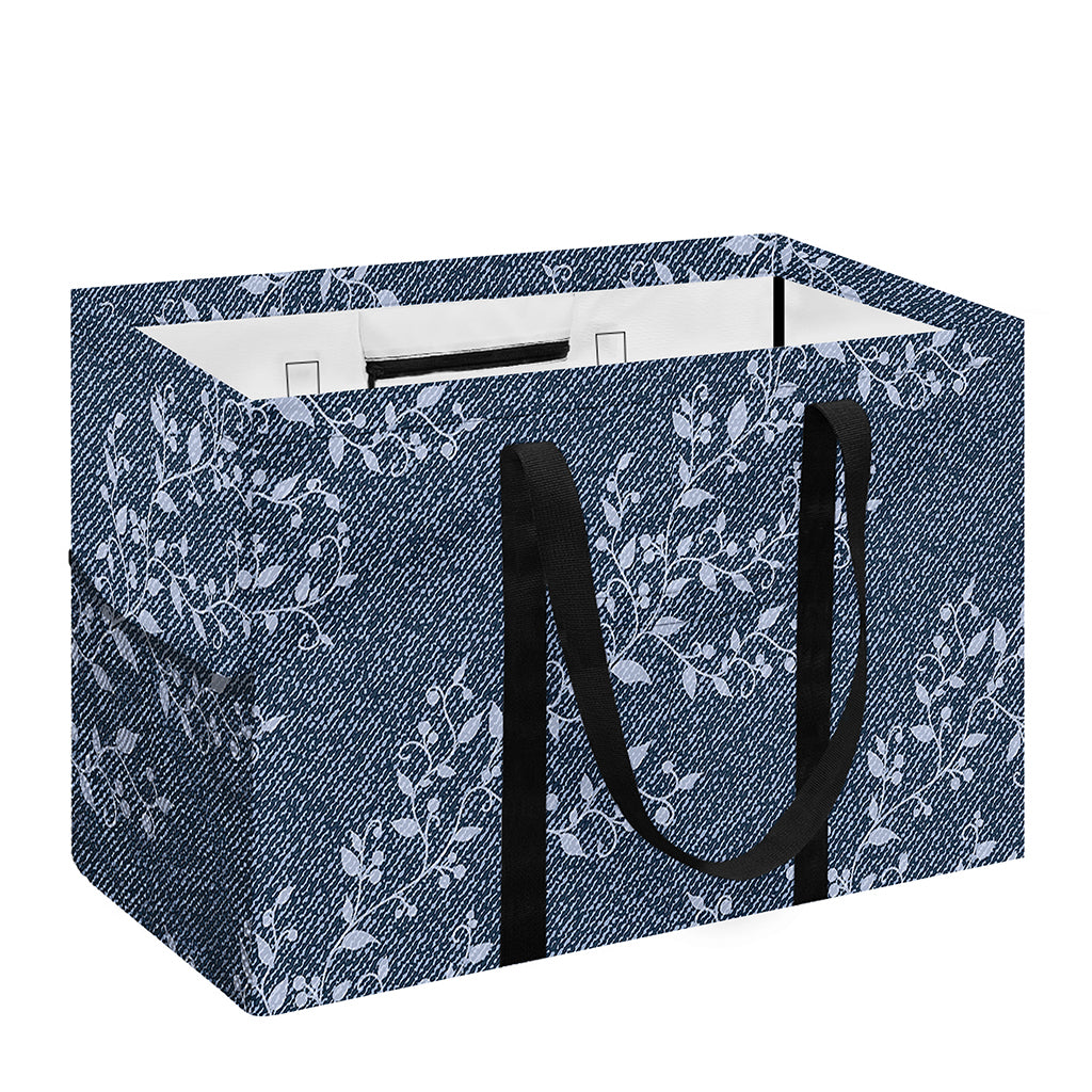 Ivy Flower Denim Jeans Pattern Print Utility Tote Bag